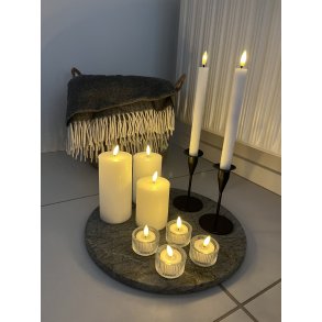 LED 10-st lyspakke i hvid - Bloklys, Stage og Fyrfadslys inklusiv Fjernbetjening