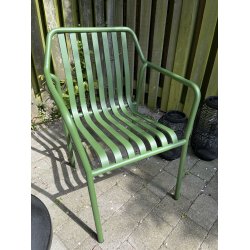 Massiv alu Stabelbar Henry havestol med lameller og armln - vlg farve!