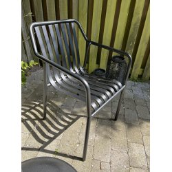 Massiv alu Stabelbar Henry havestol med lameller og armln - vlg farve!