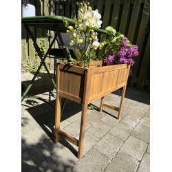 Moderne blomsterkasse i akacie tr - Model: Tokyo