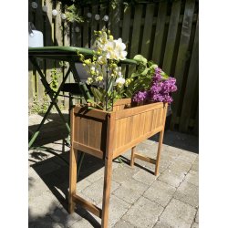 Moderne blomsterkasse i akacie tr - Model: Tokyo