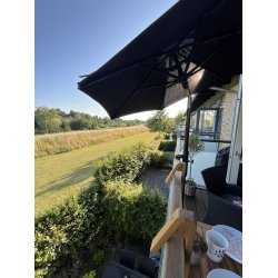 Sort Altanparasol - : 1,8m. Sort malet stok- Vandtt + Dug har UV50+ solbeskyttelse. Model: Nero