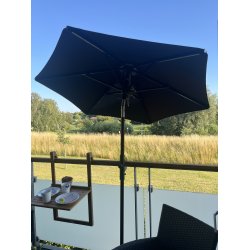Sort Altanparasol - : 1,8m. Sort malet stok- Vandtt + Dug har UV50+ solbeskyttelse. Model: Nero