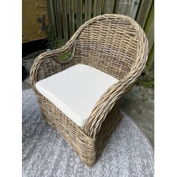 Flettet havestol i natur kubu-rattan inkl. hynde - Model: Solros