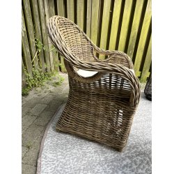 Flettet havestol i natur kubu-rattan inkl. hynde - Model: Solros