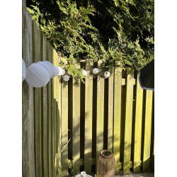 Solcelledrevet LED-lyskde med 20 lyskilder i sort plast.