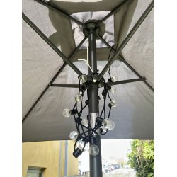 Partylights til parasol og andet. Skaber hygge om aftenen. Lavenergi LED kde - vlg farve p prene