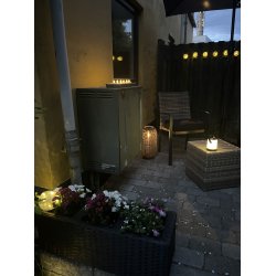 LED fyrfadslys med 3D flamme solcelle Miljvenlige risikofri og stemningsfulde  5 x H6,4 cm - 2 stk