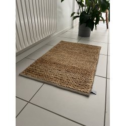 Hndvvet "strik" natur jute tppe - Slidstrkt!