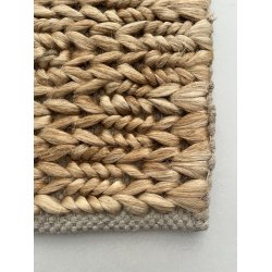 Hndvvet "strik" natur jute tppe - Slidstrkt!