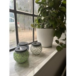 Solcelle glas mosaik i glas og stl, d10x9 cm