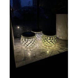 Solcelle glas mosaik i glas og stl, d10x9 cm