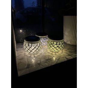 Solcelle glas mosaik i glas og stl, d10x9 cm