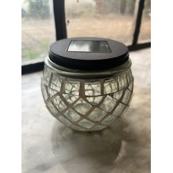 Solcelle glas mosaik i glas og stl, d10x9 cm