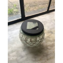 Solcelle glas mosaik i glas og stl, d10x9 cm