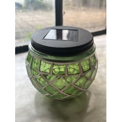 Solcelle glas mosaik i glas og stl, d10x9 cm