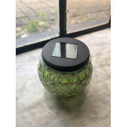 Solcelle glas mosaik i glas og stl, d10x9 cm