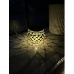 Solcelle glas mosaik i glas og stl, d10x9 cm