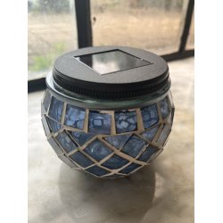 Solcelle glas mosaik i glas og stl, d10x9 cm