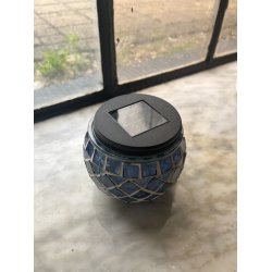 Solcelle glas mosaik i glas og stl, d10x9 cm