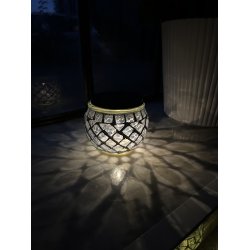 Solcelle glas mosaik i glas og stl, d10x9 cm