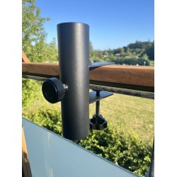 Beslag Lodret til altan eller bord.  parasolstok ml: : 3-5 cm. gelnder max. 5,5 cm i tykkelse