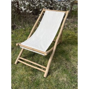 Gammeldags liggestol bambus med naturfarvet kanvas stof.