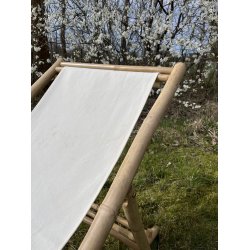 Gammeldags liggestol bambus med naturfarvet kanvas stof.