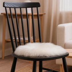 Sittdyna i �kta lammskinn rund storlek Diamter 37 cm. - v�lj f�rg