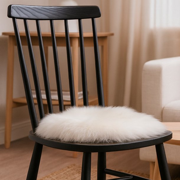 Sittdyna i �kta lammskinn rund storlek Diamter 37 cm. - v�lj f�rg