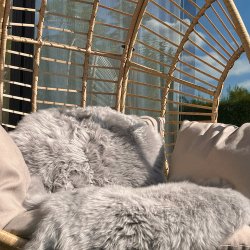 �gte Lammeskind s�de+ryg til sofa eller loungestol - 55 x 85 - v�lg farve