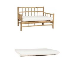 Kanvas betrk med lynls til madras som medflger bambus sofa 130 cm lang. 2 pers.