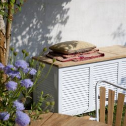 Hyndeboks i teak- og mahognitr + 100% vandtt overtrk til hyndeboks - KVALITETSPAKKE!!!