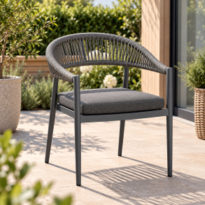 Elegant Kreta spisebordsstol med hynde � v�lg mellem natur/sort og sort/gr�