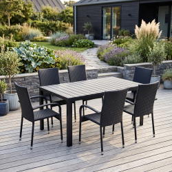 100% vedligeholdelsesfrit Stella havem�bels�t - 6 personer - Udtr�ksbord og UV-beskyttet stole!