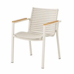 Stilren stabelstol med lav ryg med aluminium stel og teak arml�n - Model: MOOD Square - F�s i flere farver
