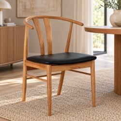 Stilfuld spisebordsstol i egetr� med bl�dt PU-s�de og moderne design - Model: Artenara -�F�s i flere farvekombinationer