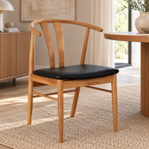 Stilfuld spisebordsstol i egetr� med bl�dt PU-s�de og moderne design - Model: Artenara -�F�s i flere farvekombinationer