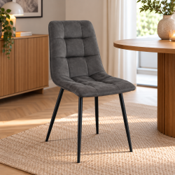 Stilren och bekv�m matstol med svarta metallben � Modell: Middelfart matstol � V�lj f�rg och material p� sitsen