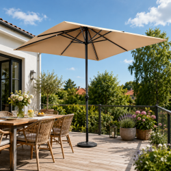 Robust Girona parasol med aluminiumsstel og praktisk hejs - 3x3 meter - F�s i flere farver