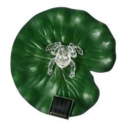 Solar lotusblad med fr� �17 cm - Solcelledrevet havedekoration med automatisk t�nd/sluk - Gr�n/klar