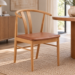 Stilfuld spisebordsstol i egetr� med bl�dt PU-s�de og moderne design - Model: Artenara -�F�s i flere farvekombinationer