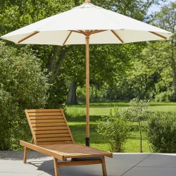 Parasol : 3 m. Stok: TEAK LOOK - Vandtt + Dug har UV50+ solbeskyttelse - Vlg farve. Model: Capri