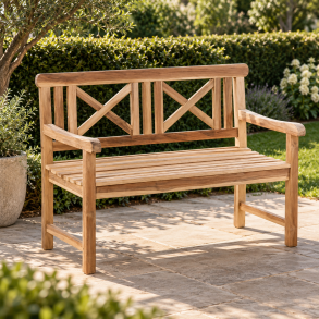 Teak b�nk til 2 Personers. Model: L�nstrup B�nk 120 cm.
