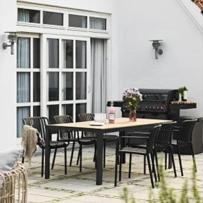 Noah Havebord. Lavet i sort alu og nonwood Stilrent teaklook - L: 205 x B: 90 - Vedligeholdelsesfrit