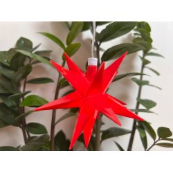  Stjerne med rdt lys - M/1 LED 12CM M/TIMER - IP20 Batteribox - indendrs brug STEMNINGSFULDT LYS!