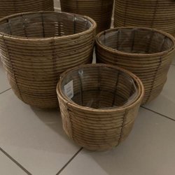 Luna Kurvest med 3 kurve - Hndflettet Naturlig Opbevaring