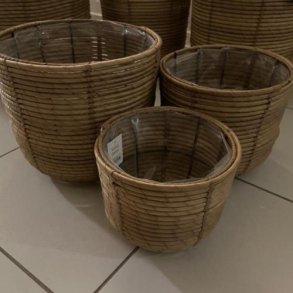 Luna Kurvest med 3 kurve - Hndflettet Naturlig Opbevaring