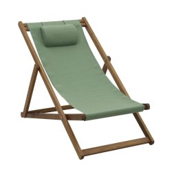 Sammenklappelig strandstol i akacietr� og kanvas med flytbar nakkepude - 56,5x97x87 cm - F�s i flere farver