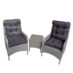 DaCore lounges�t i UV-beskyttet polyrattan - 2 gaslift stole med All-Weather hynder &amp; sidebord -  Gr�